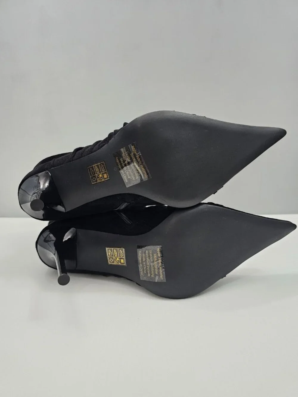 Jeffrey Campbell Lets Go Ankle Boot 9 Black Ruched Pointed Toe Stiletto Heel NEW